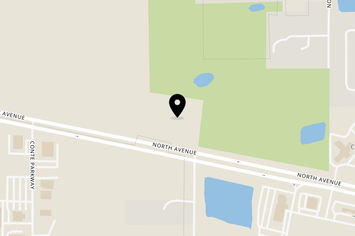 Map showing the location of Augustino's Rock and Roll Deli and Grill West Chicago on 300 North Ave in West Chicago